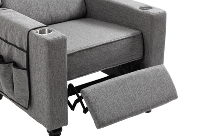 Cole Arm Pushing Fabric Recliner  - Dark Gray