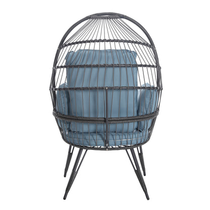 Mora Egg Wicker Outdoor Indoor Basket Chair - Blue