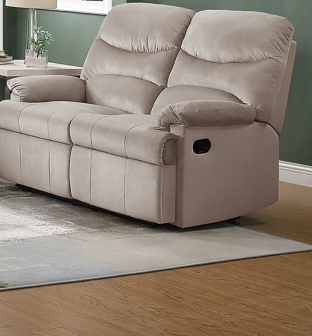 Bray Manual Recliner Velvet Loveseat - Light Brown