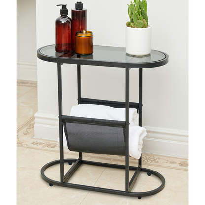 Duet Acacia Oval Small Side Tables  (Set of 2) - Black