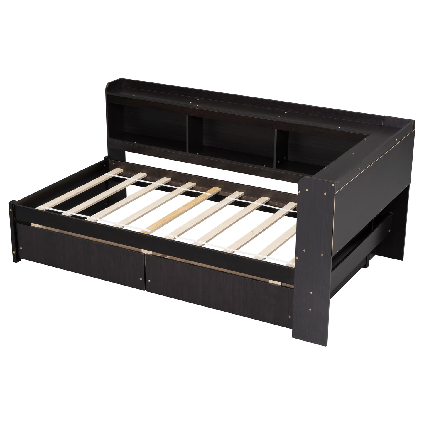 Parker Twin Size Daybed with Bookcases -Drawers - Espresso