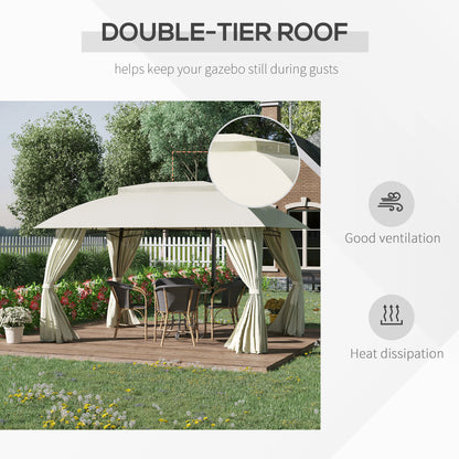 Frazer 10 x 13 ft Double Vented Roof Patio Gazebo - Beige