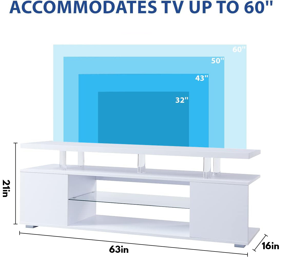 Pulse TV Stand Entertainment Center for 70 Inch TV - White