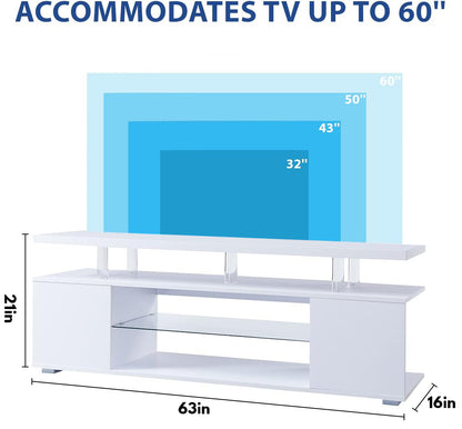 Pulse TV Stand Entertainment Center for 70 Inch TV - White