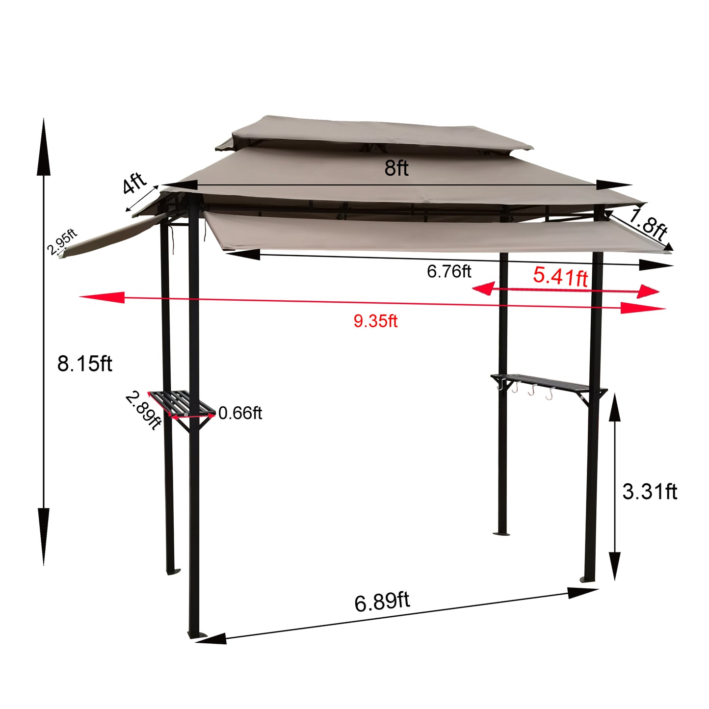 Summer 8x4 ft  Metal Gazebo with Soft Top Canopy - Beige