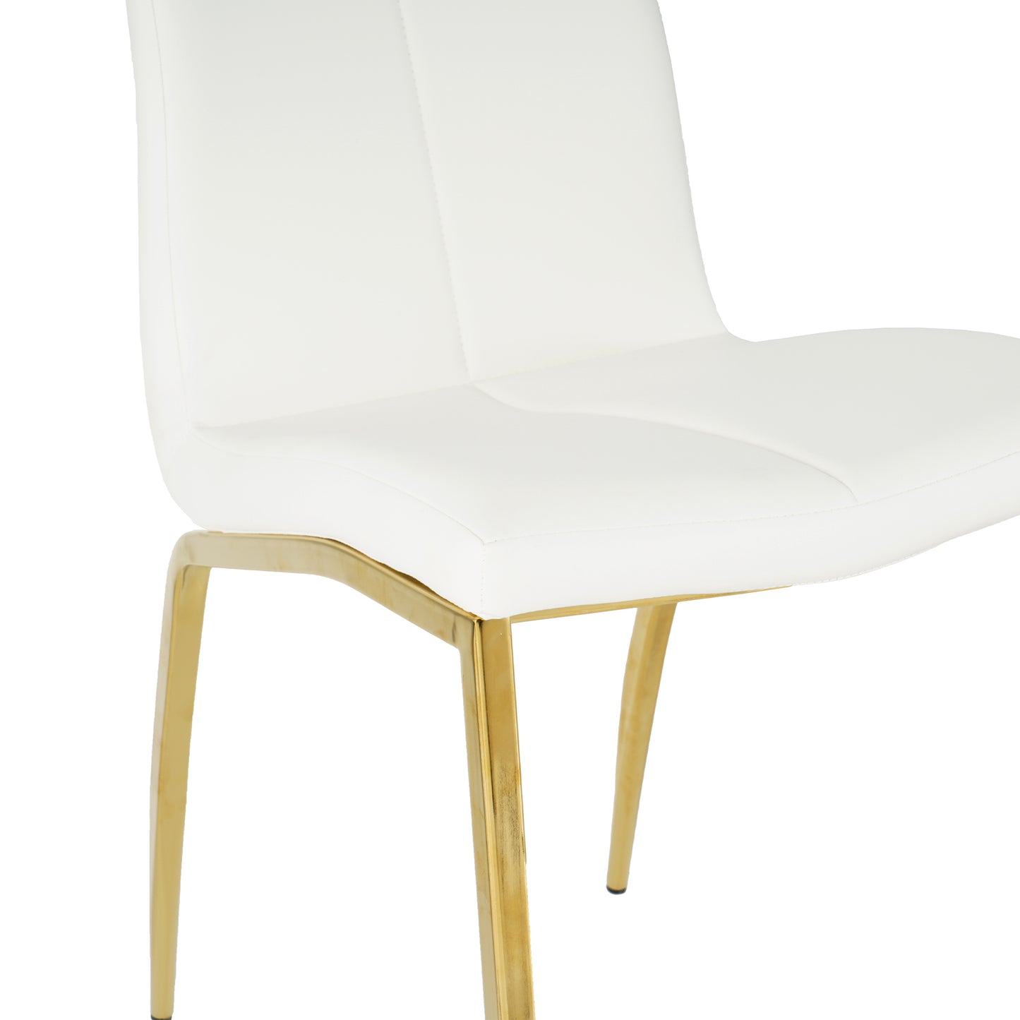 Shona Pu Dining Chairs with Gold Metal Leg (Set of 4) - White