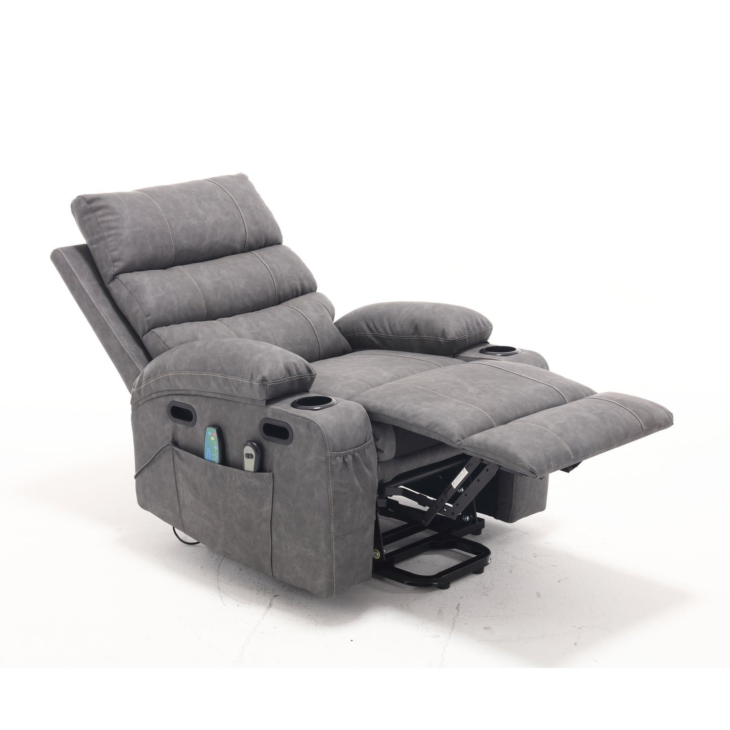 Elias Large Power Lift Recliner Chair with Massage - Gray