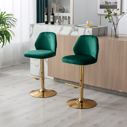 Comb Adjustable Counter Height Bar Stool - Green Set of 2