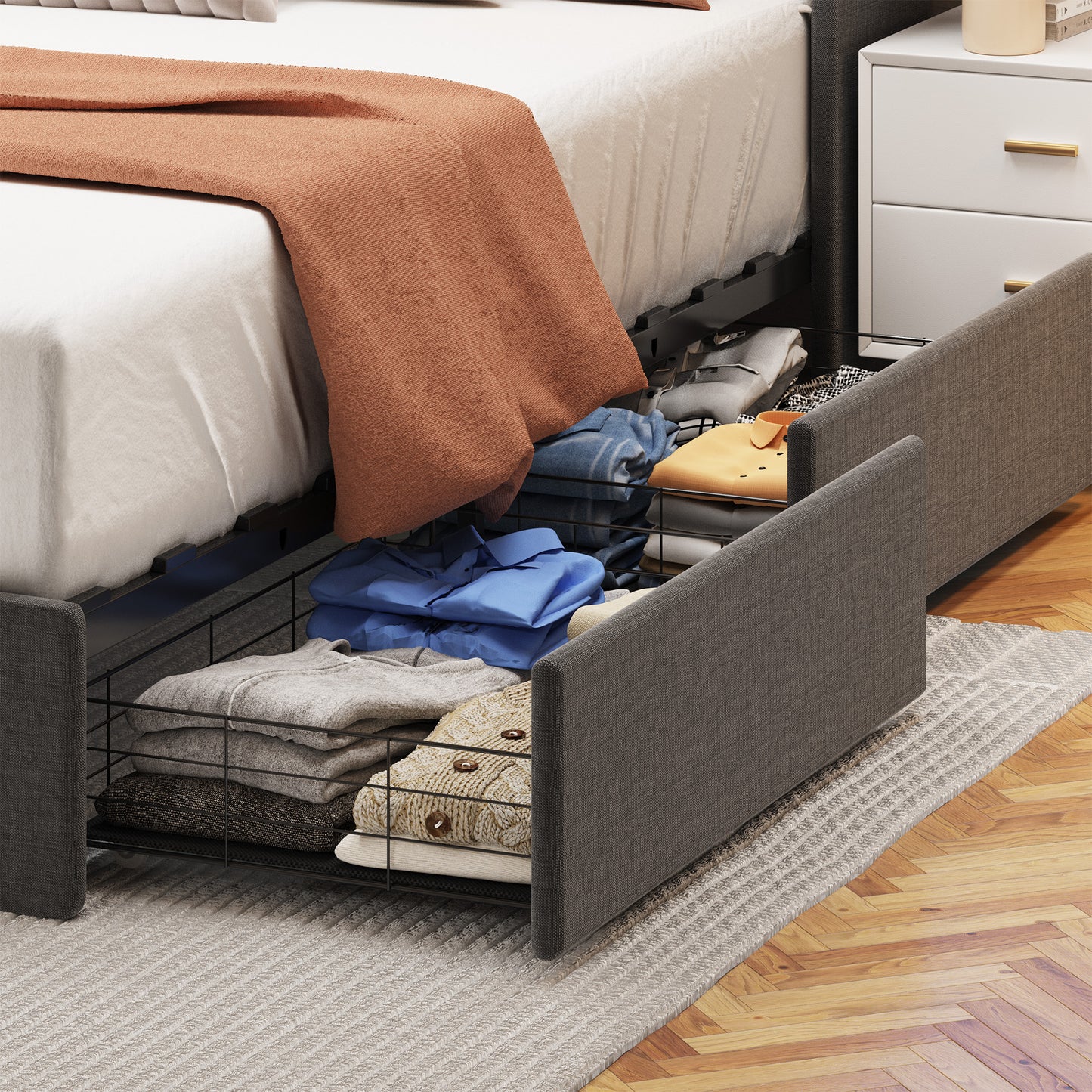 Lewis Queen Size Bed Frame with LED - Dark Gray