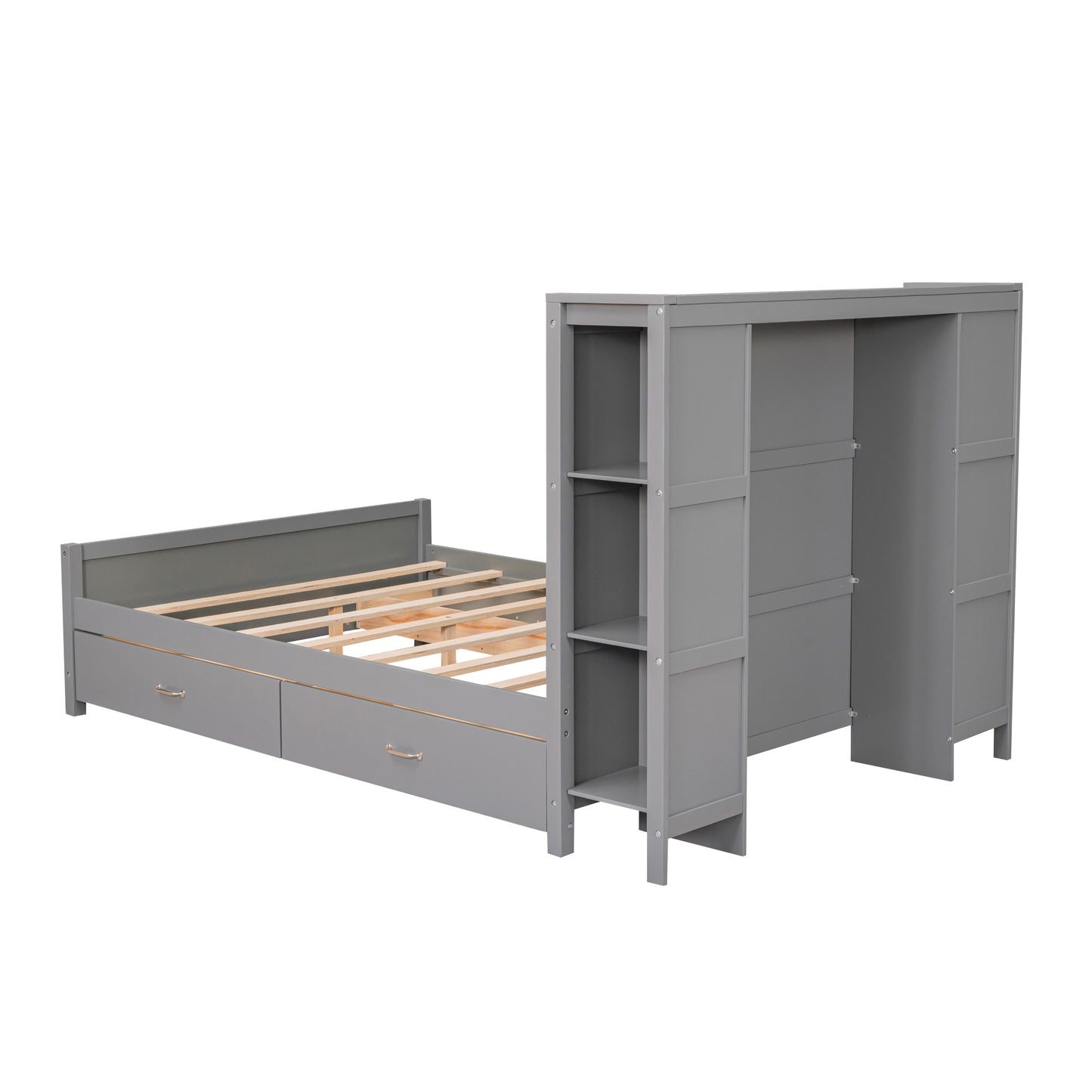 Zeal Full Size Platform Bed w Storage - Gray