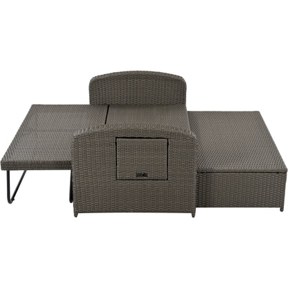 Tula PE Wicker Rattan Double Chaise Lounge - Gray