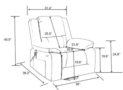 Solace Electric Power Recliner Chair with Massage and Heatin - Dark Grey