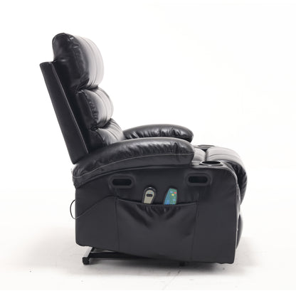 Elias Large Power Lift Recliner Chair with Massage - Black