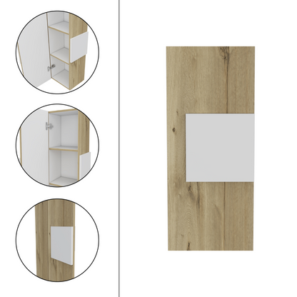 Mgane Medicine Single Door Cabinet  - Light Oak / White