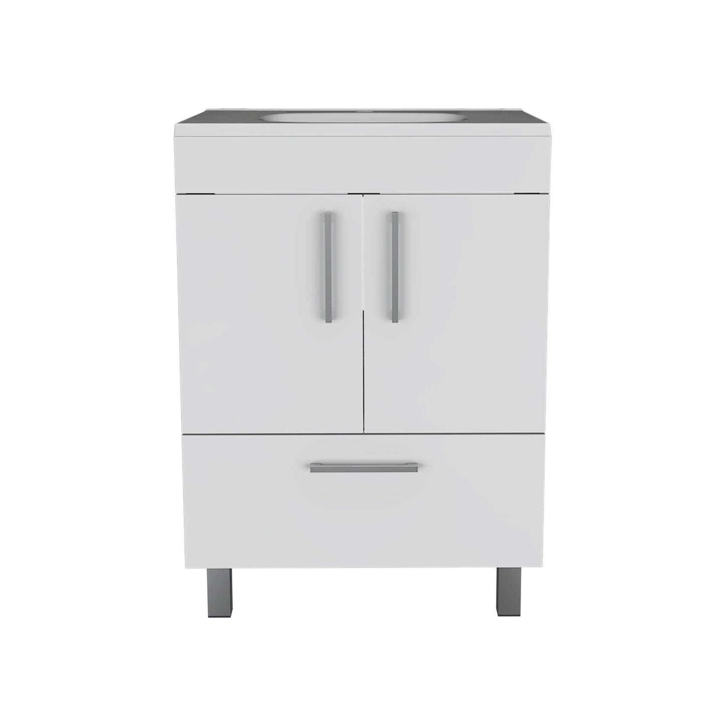 2-Door Rectangle Single Bathroom Vanity - White