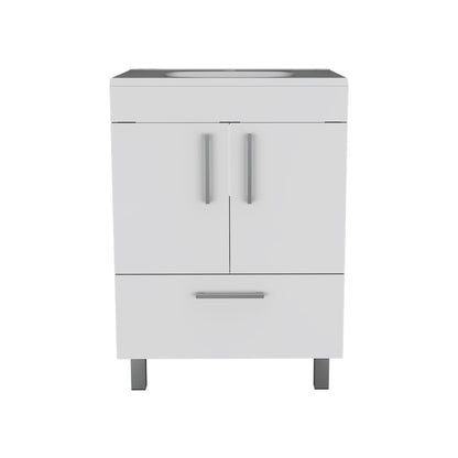 2-Door Rectangle Single Bathroom Vanity - White