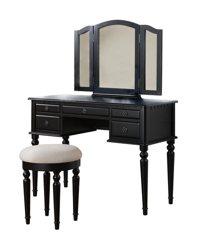 Arias Vanity Set with Foldable Mirror - Black