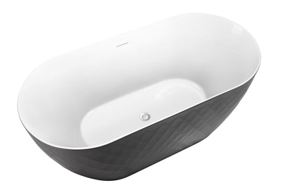 Karat 59'' Oval Acrylic Freestanding Soaking Bathtub - White+Gray