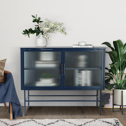 Pratt II Double Door Tempered Glass Sideboard - Blue