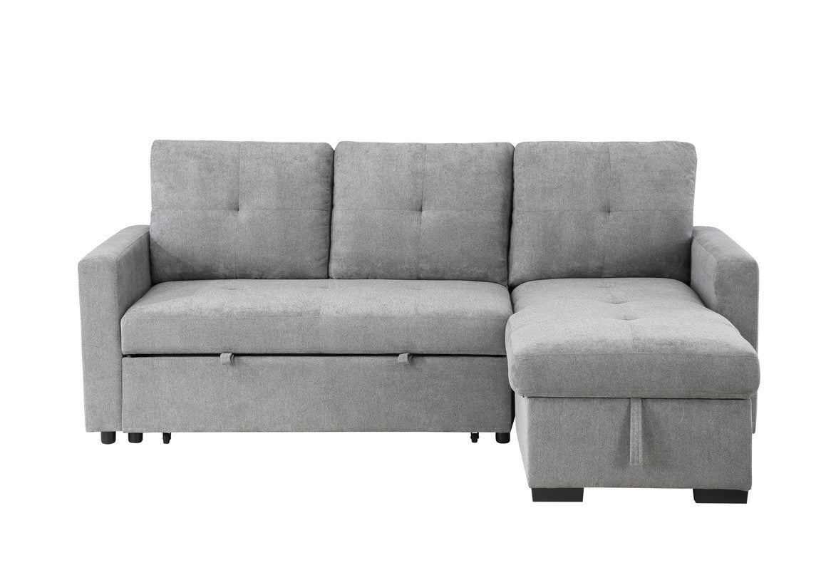 Yuna Fabric Reversible Sleeper Sectional Sofa with Storage Chaise - Gray