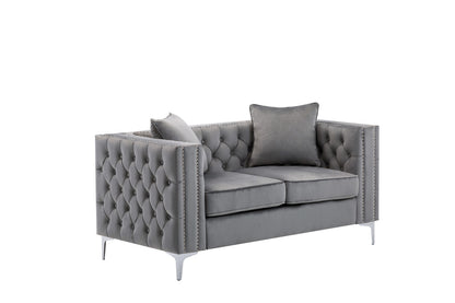 Lorreto Velvet Loveseat - Gray