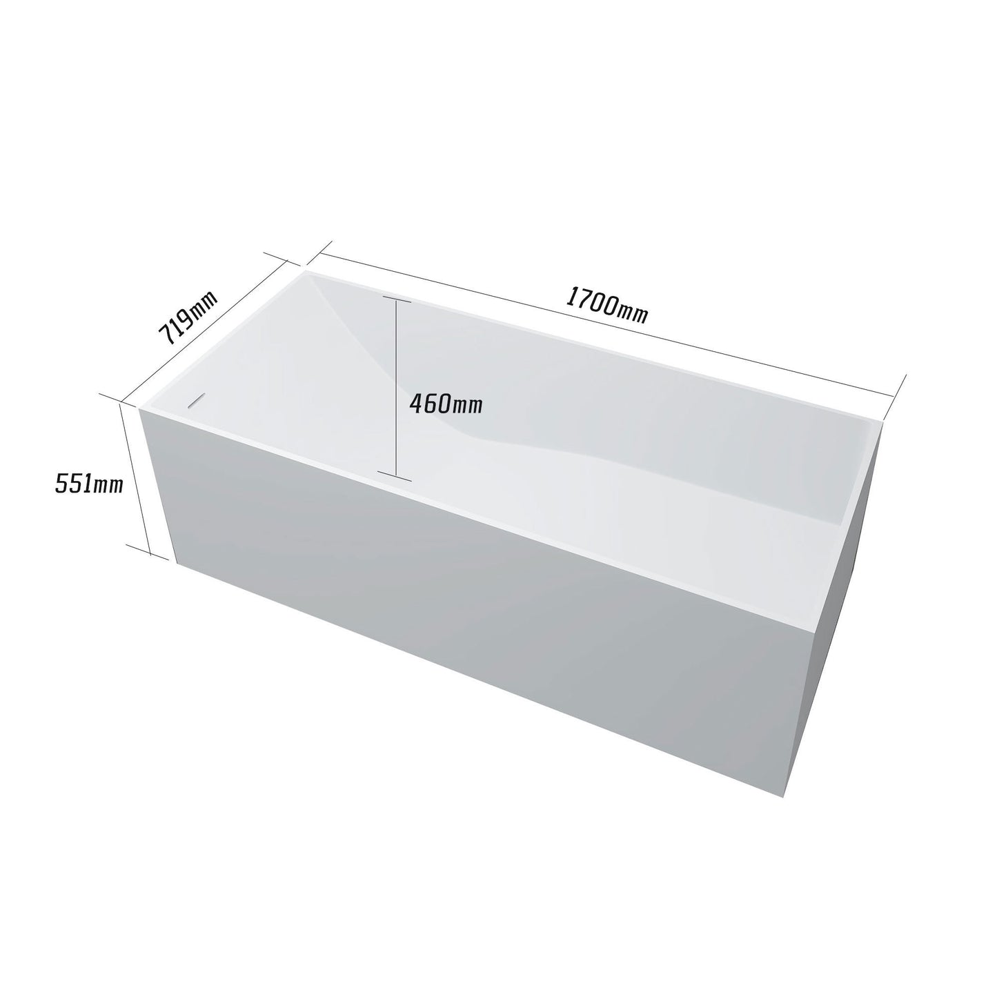 Toei 67" Solid Surface Freestanding Soaking Bathtub - Matte White