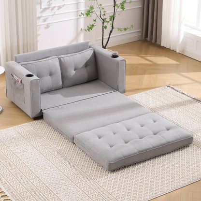 Neo Tufted Loveseat with Pull Out Sleeper - Light Gray