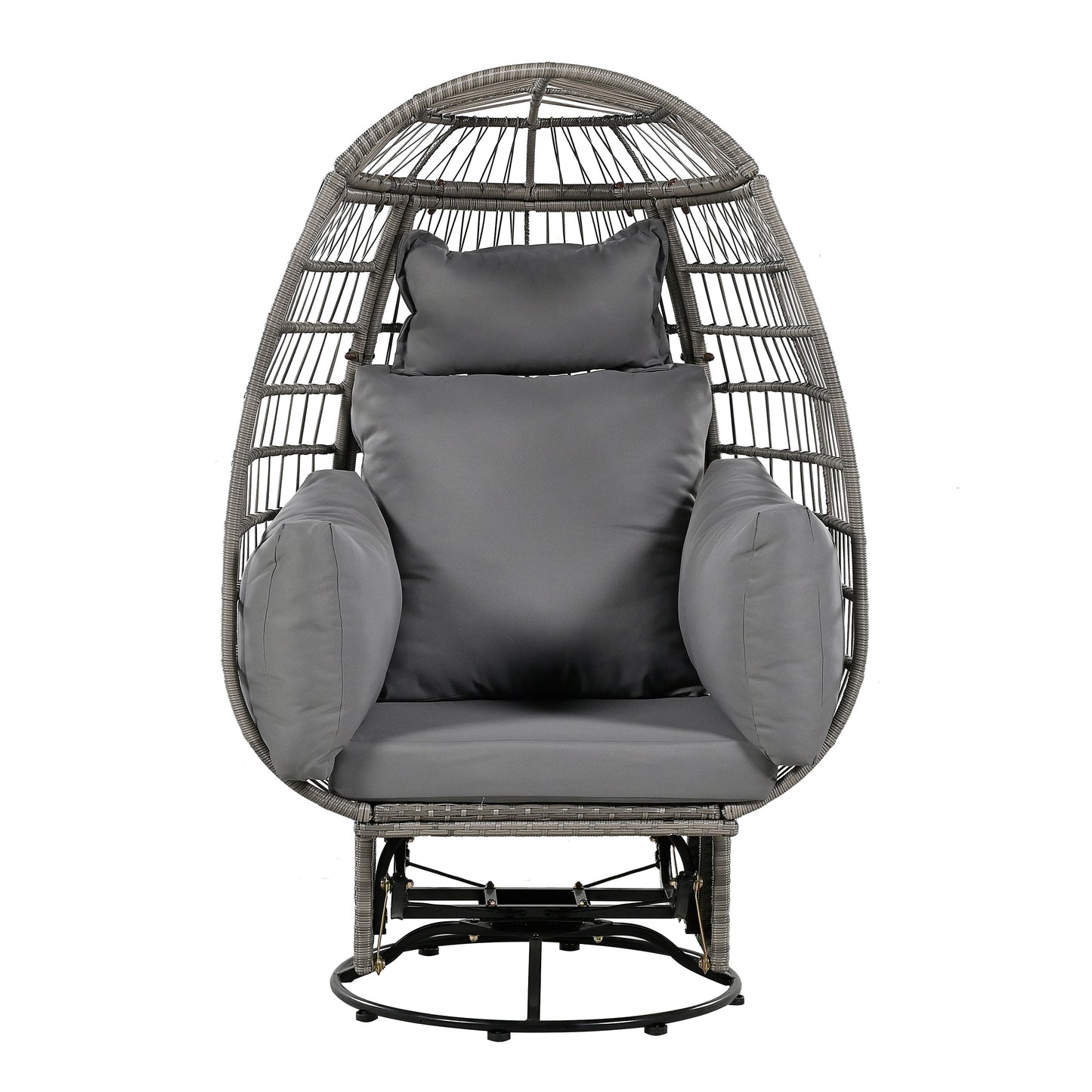 Bell Outdoor Swivel Chair with Cushion (Gray Wicker + Gray Cushion)