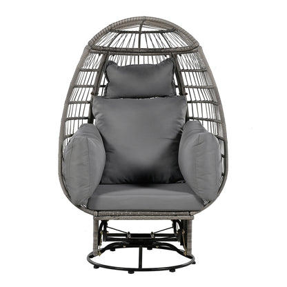 Bell Outdoor Swivel Chair with Cushion (Gray Wicker + Gray Cushion)