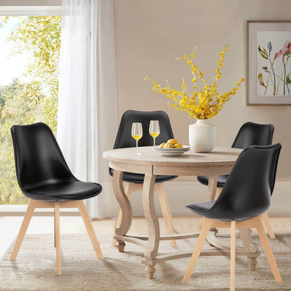 Torrez Pu Dining Chairs with Wood Leg (Set of 4) - Black