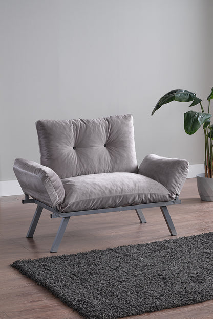 Alora Metal Legs Futon Love seat - Gray