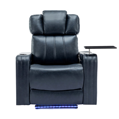 Xavier PU Leather Power Recliner - Blue