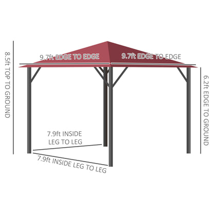 Ofena 10 x 10 ft Patio Gazebo Aluminum Frame with Sidewalls - Red