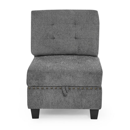 Molly Modular Sectional Sofa Three Single Chair ,Two Corner and Two Ottoman - Grey