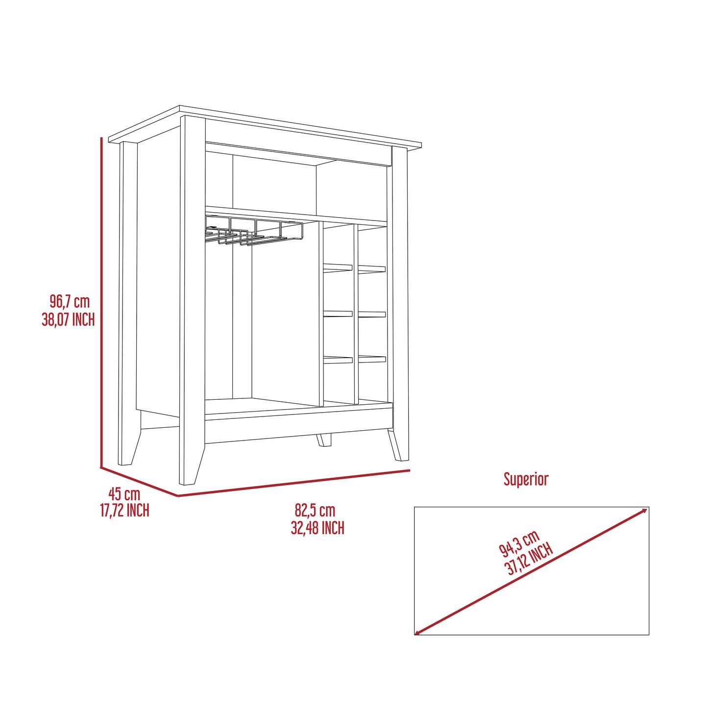 New Canaan 6-Bottle 1-Drawer 1-Shelf Bar Cabinet - Brown