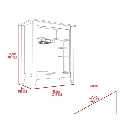 New Canaan 6-Bottle 1-Drawer 1-Shelf Bar Cabinet - Brown