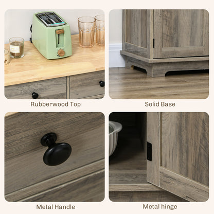 Taj Sideboard with Solid Wood Countertop - Gray