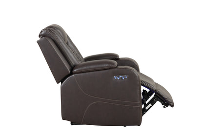 Cohen LED & Power Faux Leather Recliner Chair - Brown