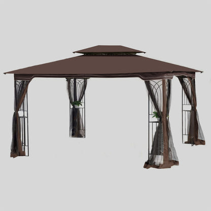 Kay 13 x 10 ft Outdoor Patio Gazebo Canopy Tent - Brown