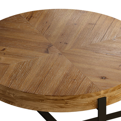 Fir Wood Table Top 33.86" Coffee Table - Black