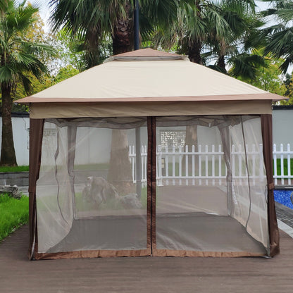 Nita 11 x 11 ft Outdoor Gazebo Canopy - Coffee