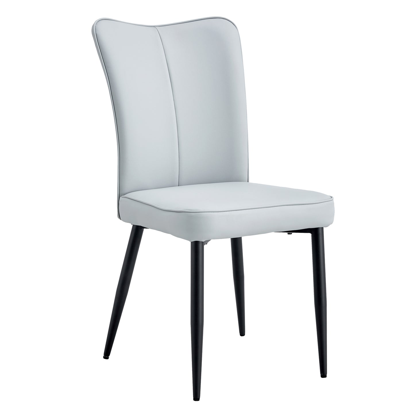 Carver PU Dining Chair Black Metal Leg (Set of 2) - Light Gray