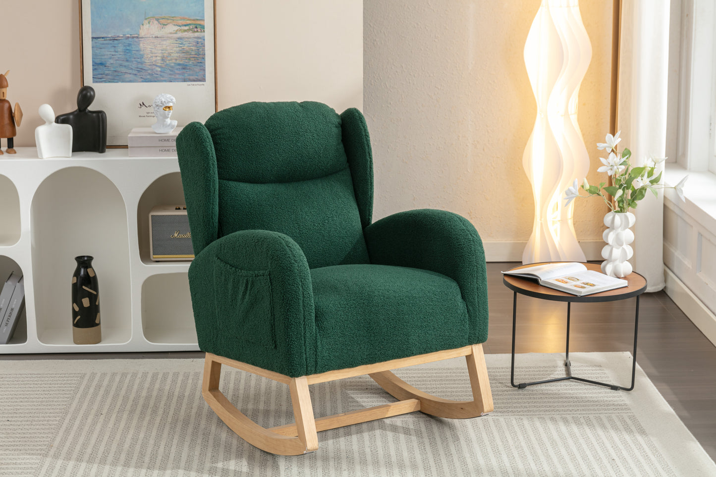 Nadia Teddy Fabric Rocking Chair - Green