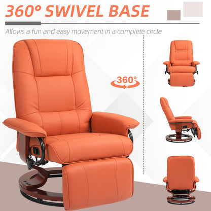 Villa Faux Leather Manual Recline with Footres - Orange