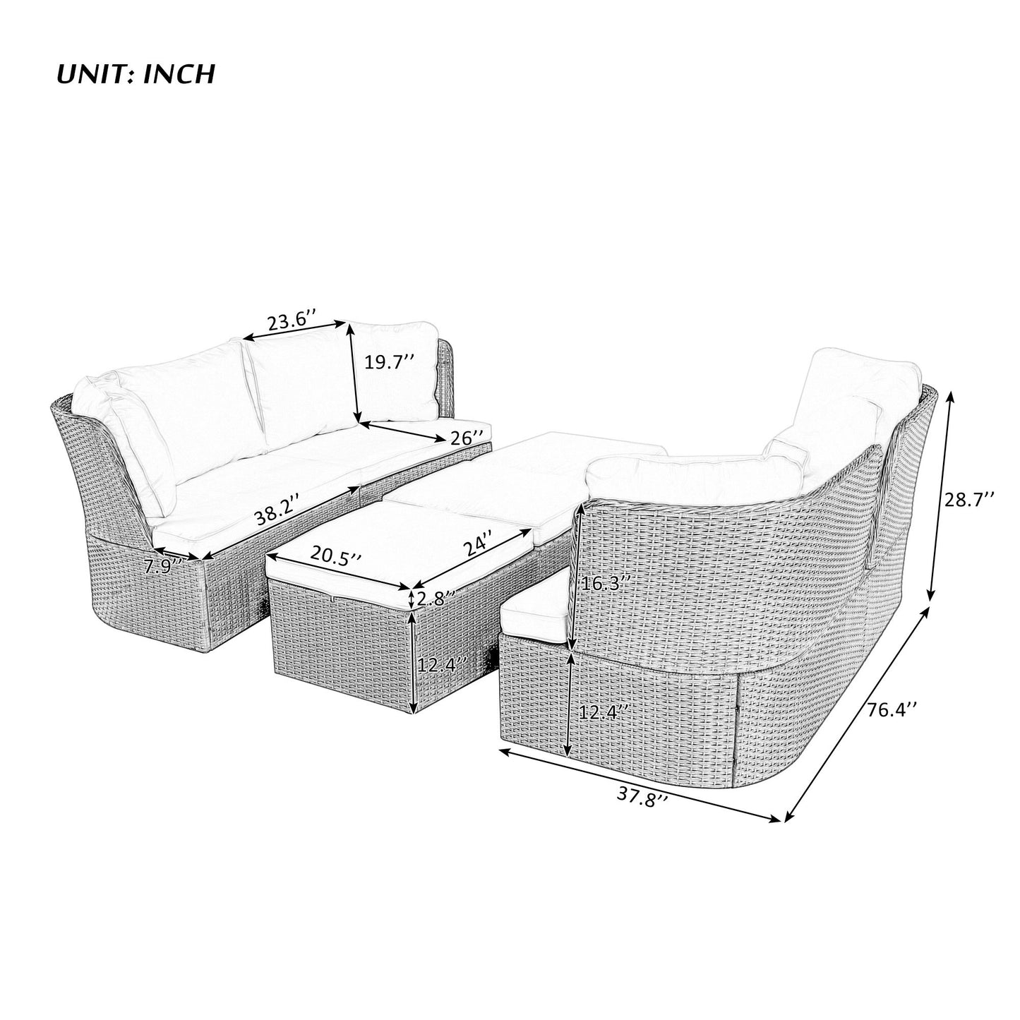 Ranae Customizable Outdoor Patio Wicker Sofa Set - Beige