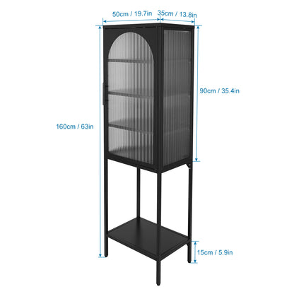 Tempered Glass High Cabinet - Black