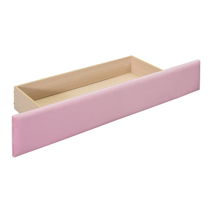 Renni Full Size Velvet Platform Bed Frame with Drawer - Pink