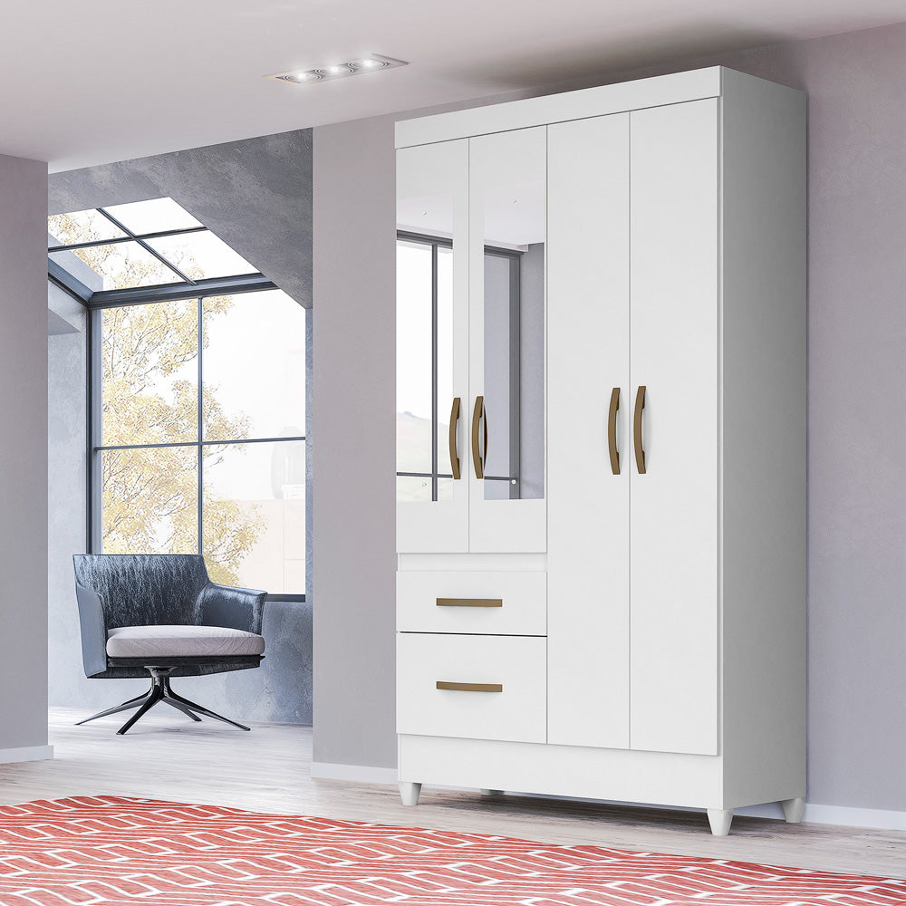 Wardrobe Madri - White Flex + Mirror