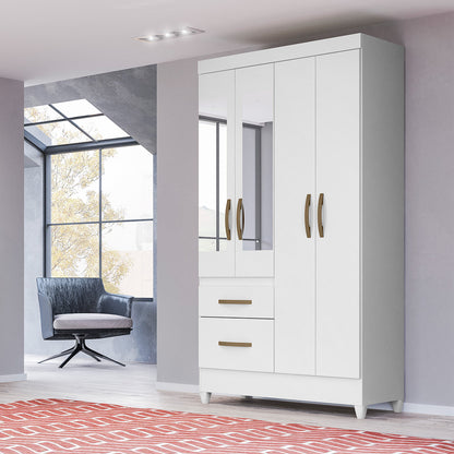 Wardrobe Madri - White Flex + Mirror