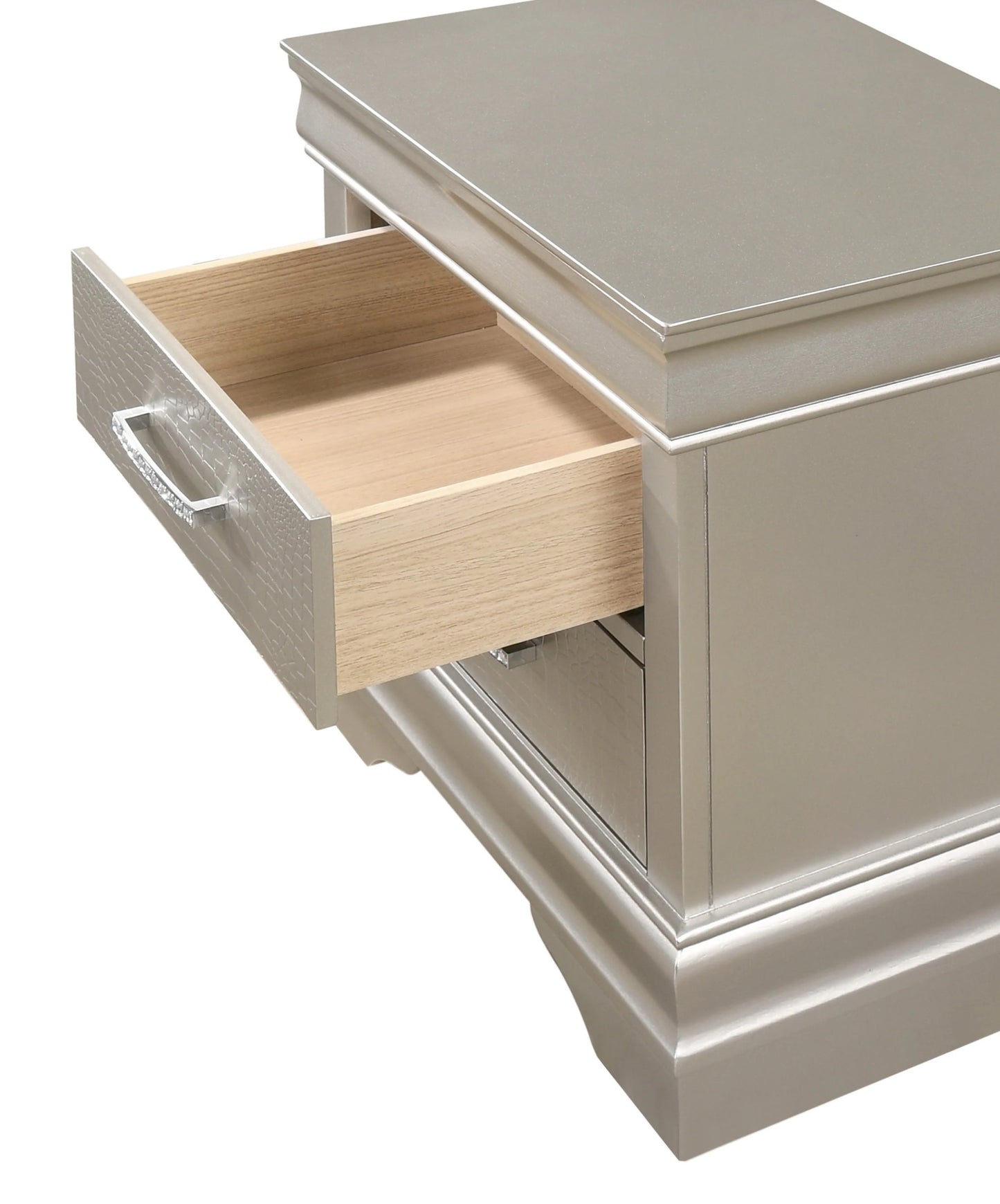 Rex Solid Wood Two Drawers Nightstand - Beige